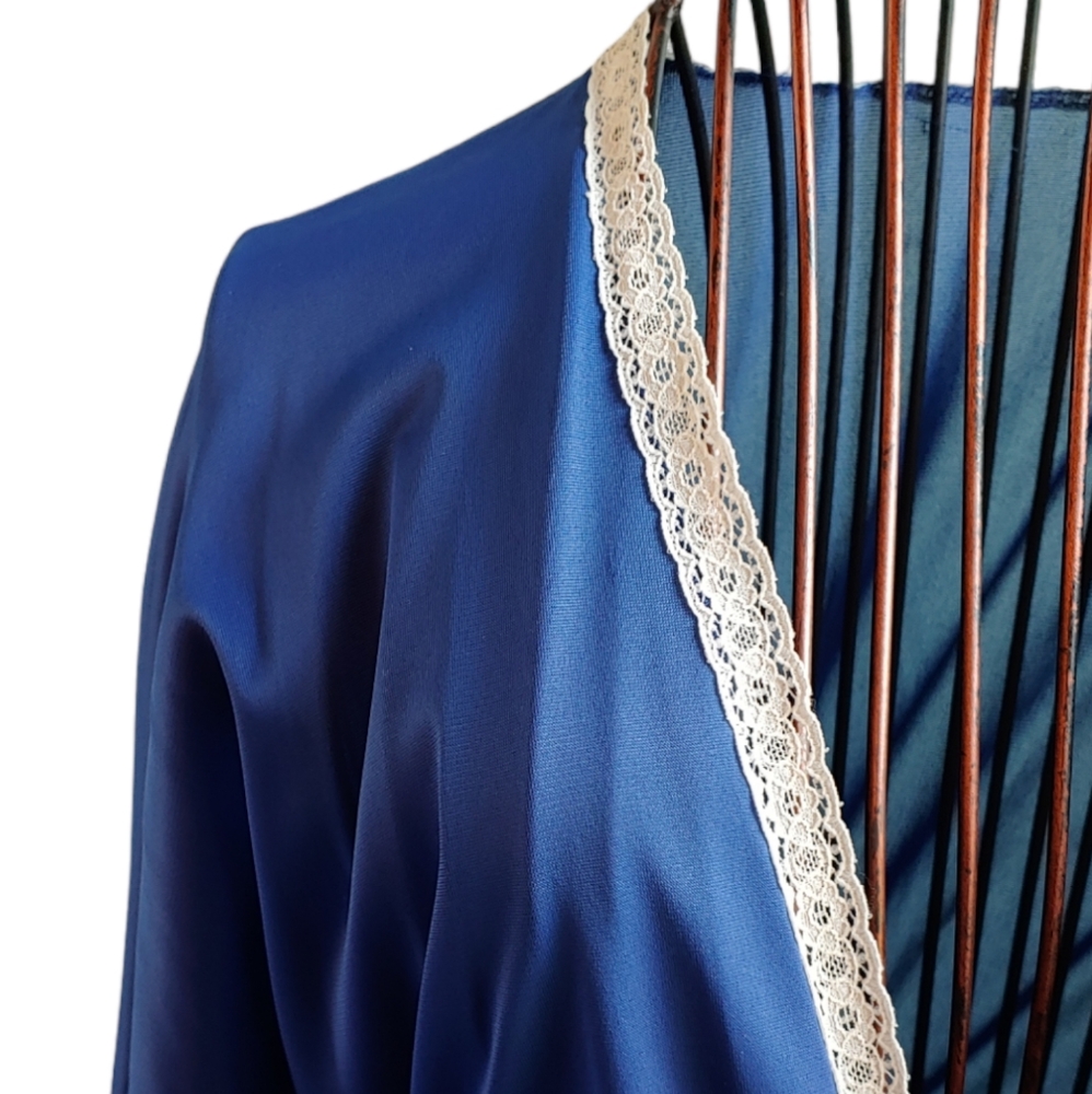 Vintage Vanity Fair Nylon Blue Dressing Gown Robe Nightgown Duster - Size 34 - Picture 4 of 16
